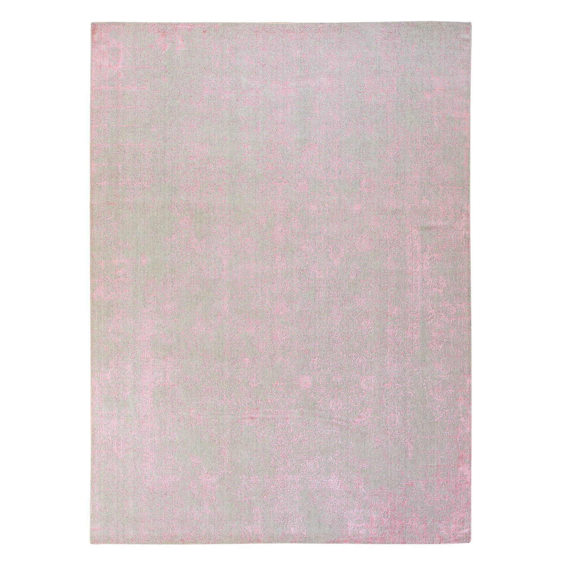 9'x12' Quartz Pink, Transitional Design, Tone on Tone, Wool and Art Silk, Fine Jacquard Hand Loomed, Oriental Rug 